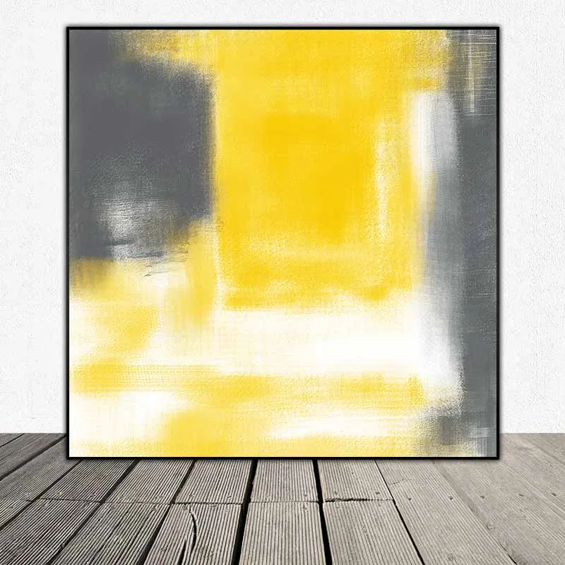 Tranh trừu tượng táo bạo với màu vàng và xám