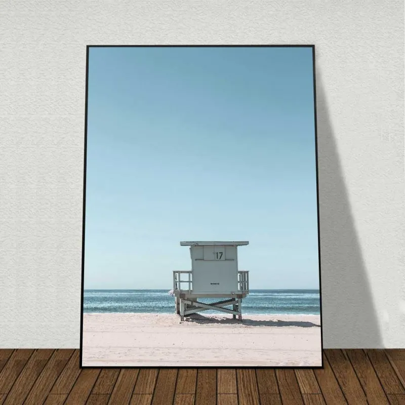 Tranh bộ Bắc Âu Scandinavian phong cảnh bãi biển và lá dừa