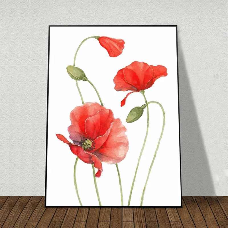 Tranh Scandinavian đầu nai trừu tượng, hồng hạc và hoa