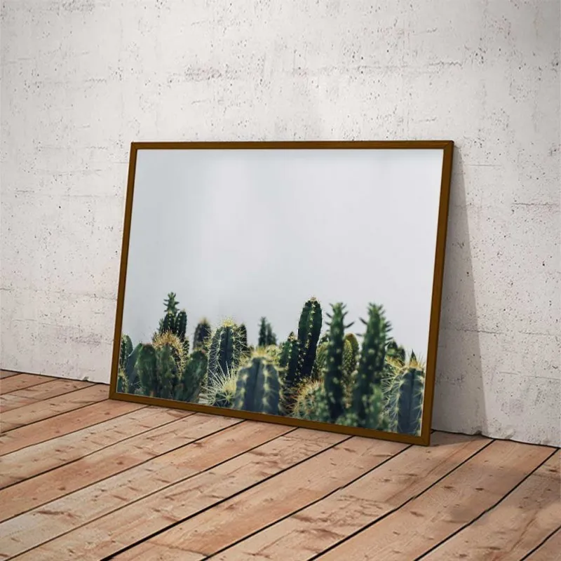 Tranh Canvas Scandinavian lá cây nhiệt đới và ngựa kết hợp chữ