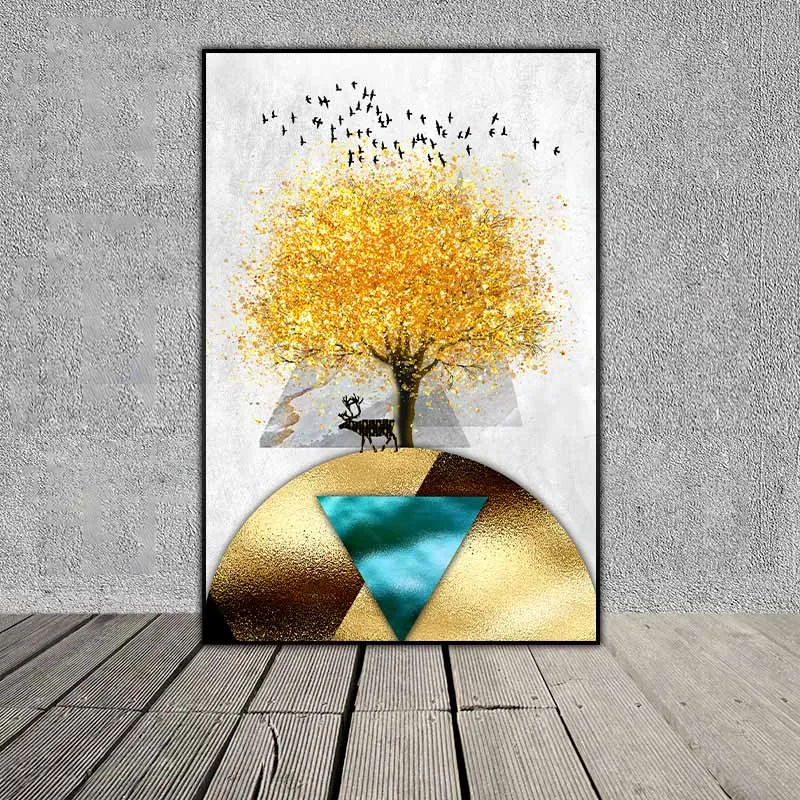 Tranh nai trừu tượng và các hình tam giác