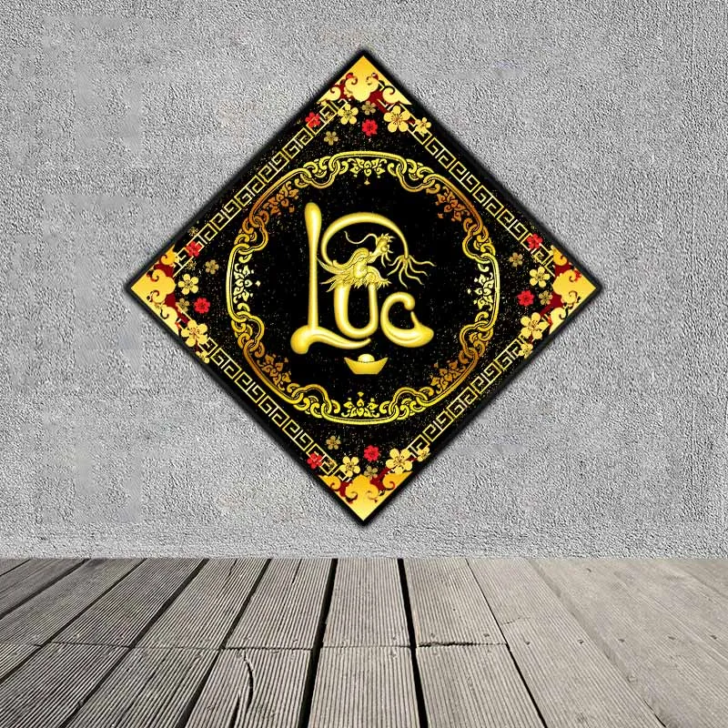 Tranh chữ Phúc Lộc Thọ và đầu rồng