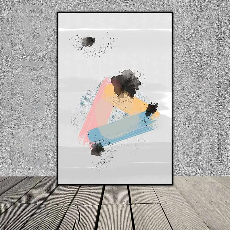 Tranh trừu tượng táo bạo với các vệt màu Pastel và mực đen