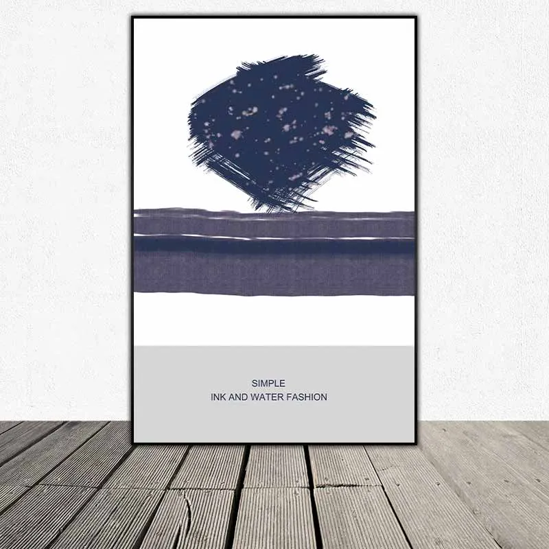 Tranh trừu tượng táo bạo với các vệt màu xanh đậm và mảng màu tím