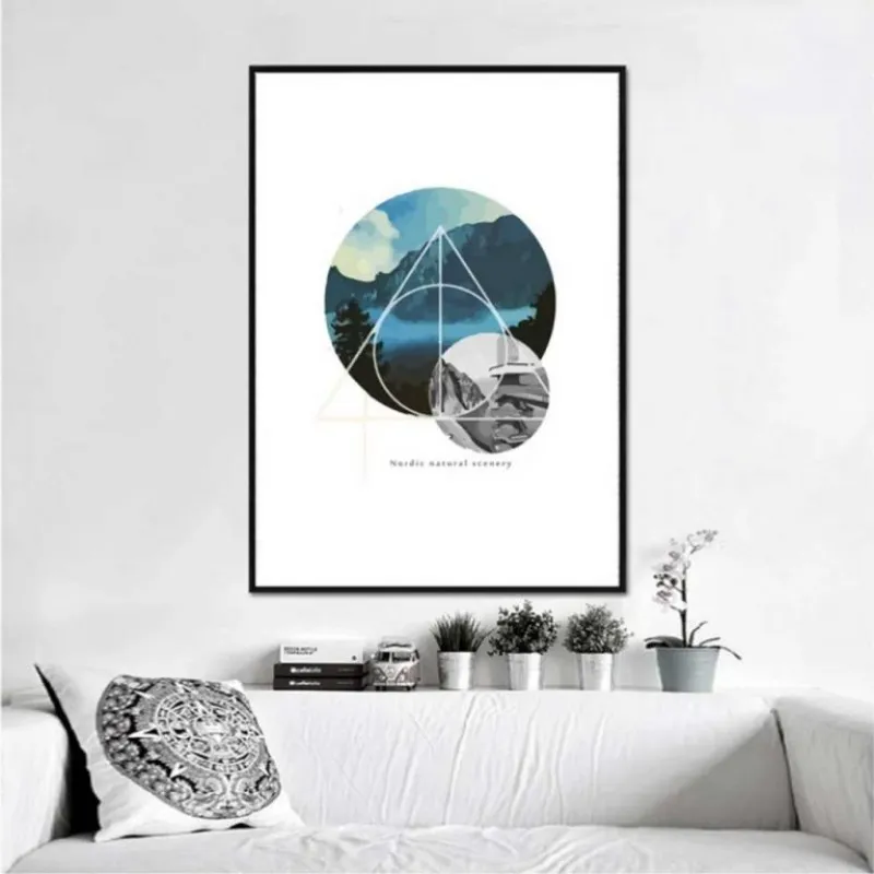 Tranh Scandinavian nai và cái khối hình học trừu tượng