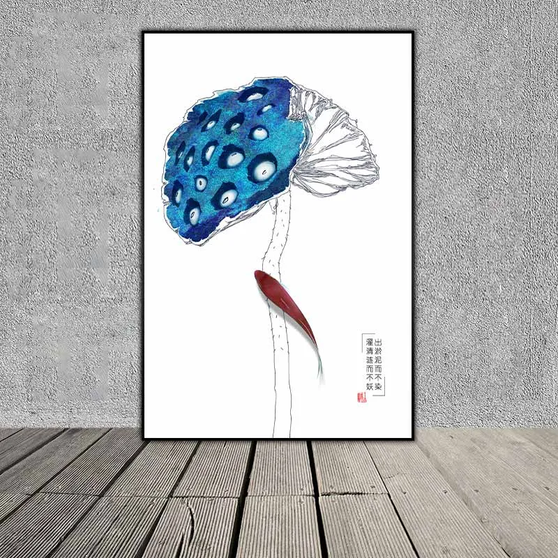 Tranh hoa sen và cá chép theo phong cách Thủy Mặc