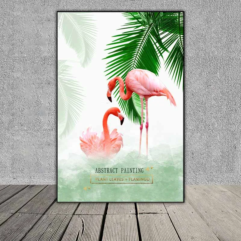 Tranh chim hồng hạc và lá cọ