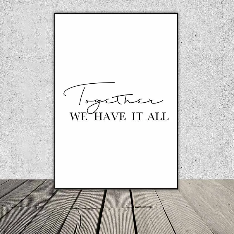 Tranh Scandianavia hươu nai, các khúc cây, lá dừa và chữ Together we have it all