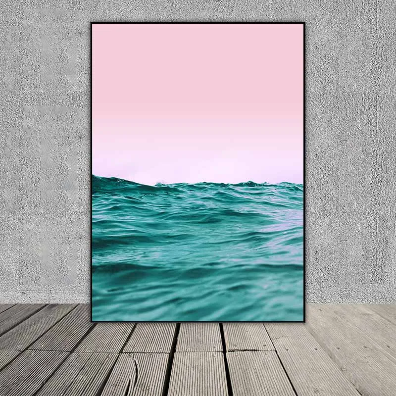 Tranh phong cảnh biển, quả dứa thơm theo phong cách Scandinavia