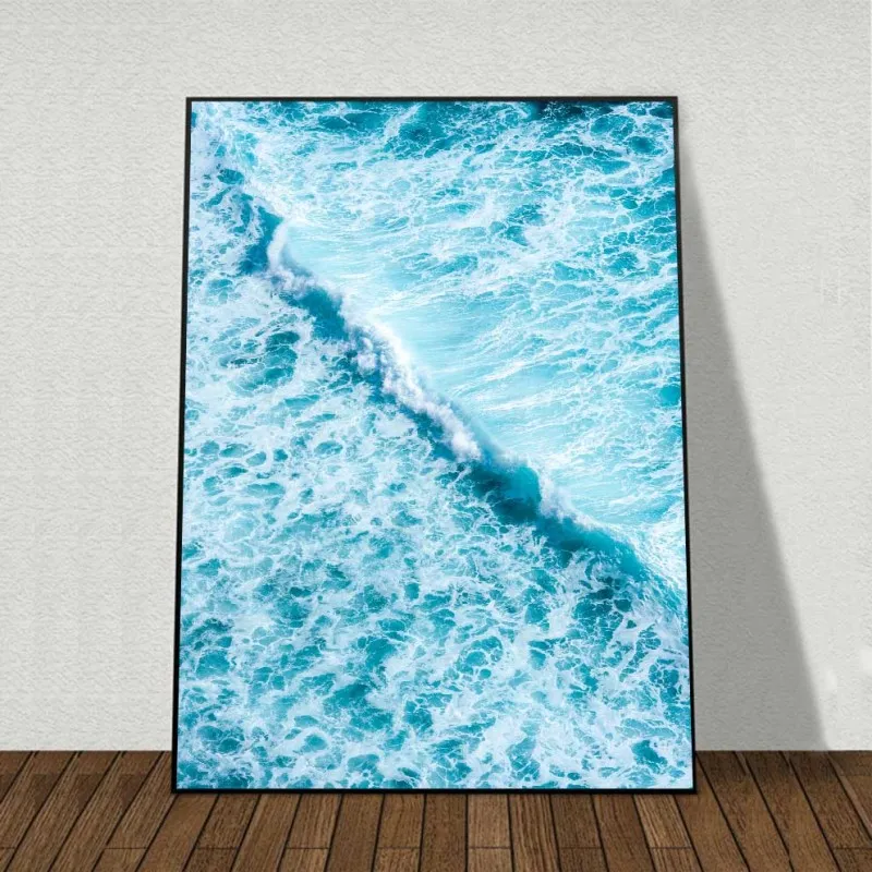 Tranh bộ Bắc Âu Scandinavian phong cảnh bãi biển và lá dừa