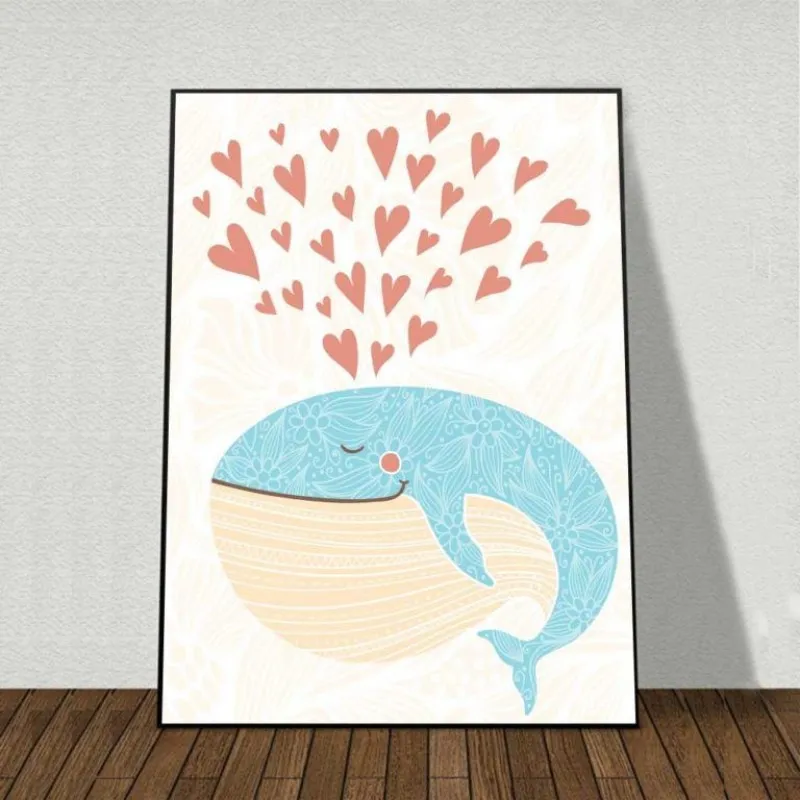 Tranh canvas cá voi và cá heo