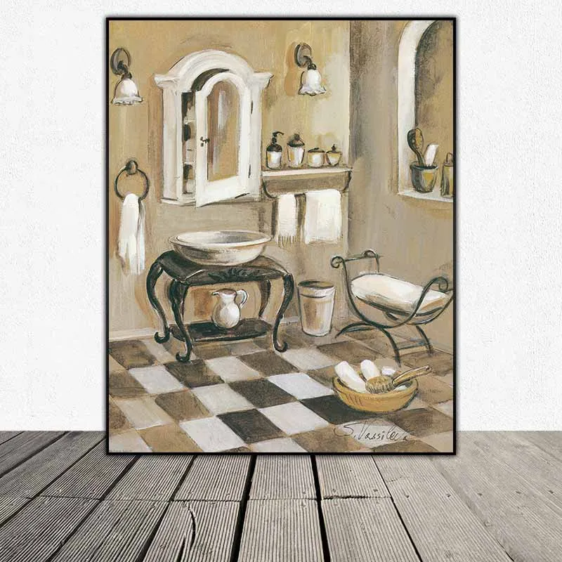 Bản in tranh vẽ phòng tắm của họa sĩ Silvia Vassileva