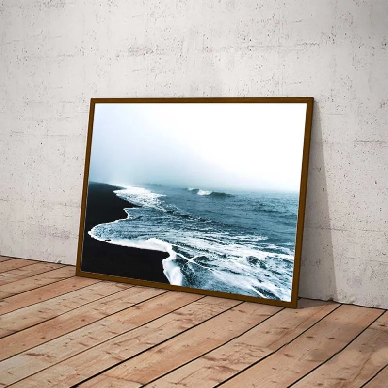 Tranh bộ Bắc Âu Scandinavian phong cảnh bãi biển và lá dừa