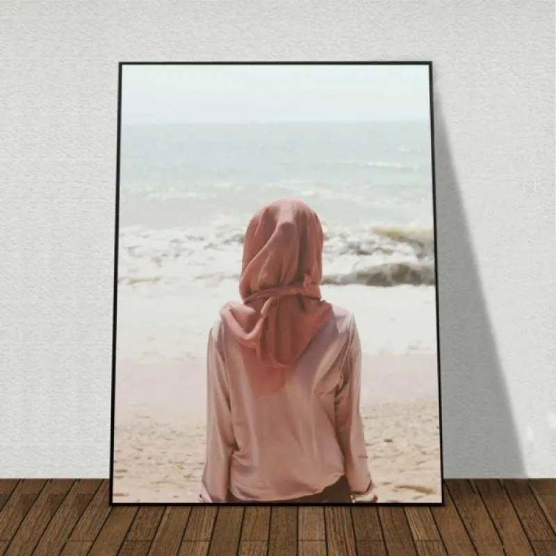 Tranh Scandinavia phong cảnh biển, cô gái