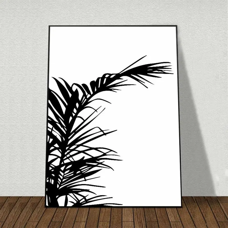 Tranh canvas phong cảnh Scandinavian biển và lá dừa kết hợp với chữ collect moments, not things