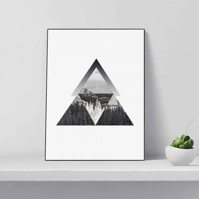 Tranh canvas Scandinavian phong cảnh trắng đen