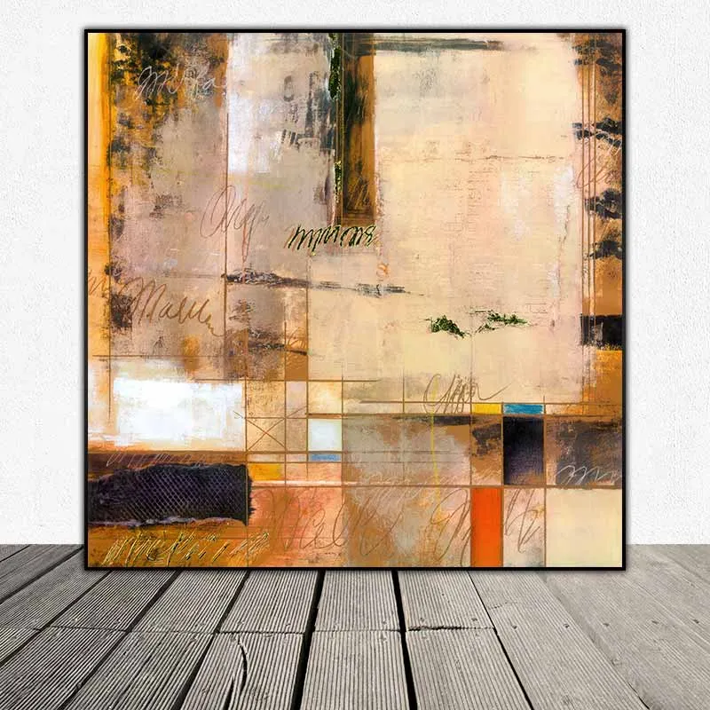 Tranh trừu tượng các mảng chữ nhật màu Vintage