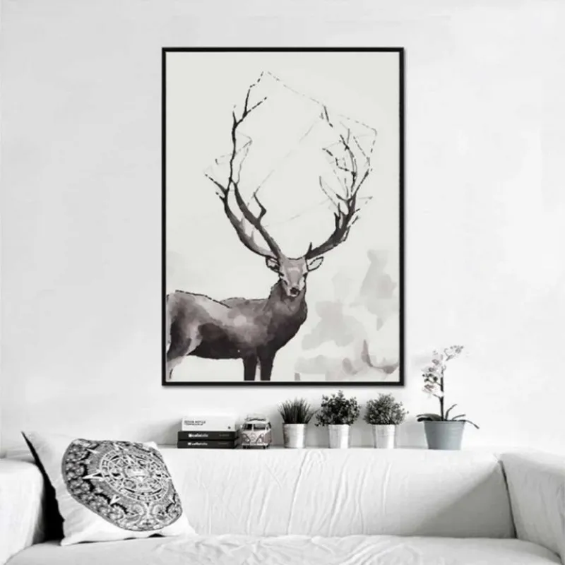 Tranh Scandinavian nai và cái khối hình học trừu tượng