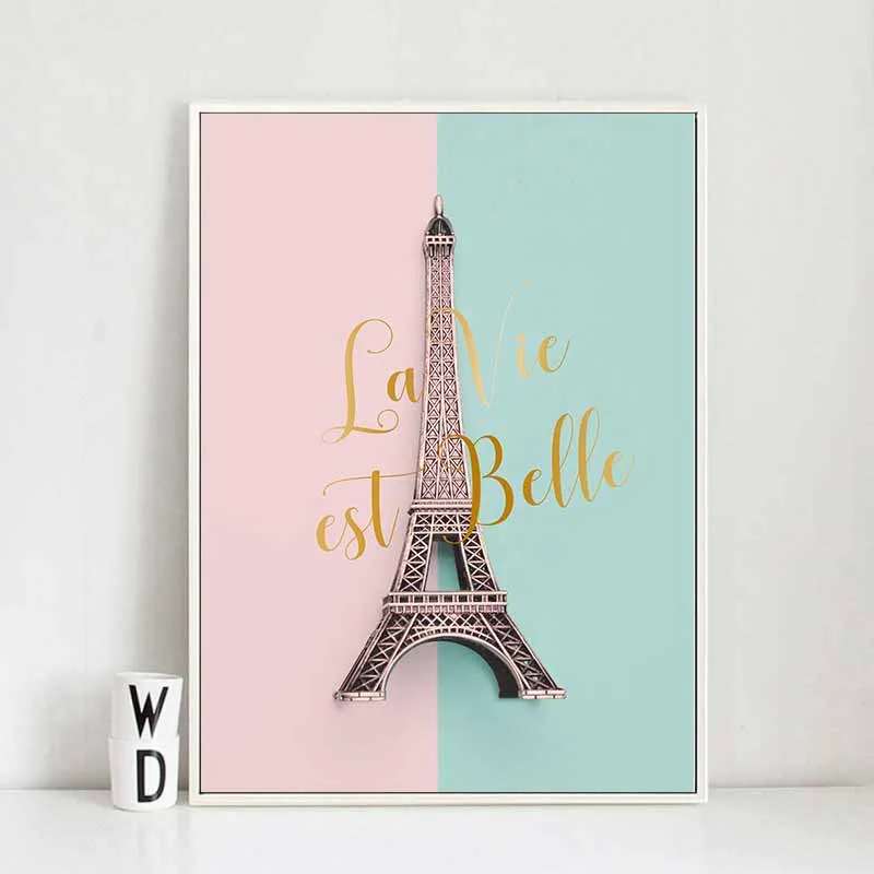 Tranh tháp Eiffel, cúc bất tử, hoa anh đào, hoa ly và xương rồng