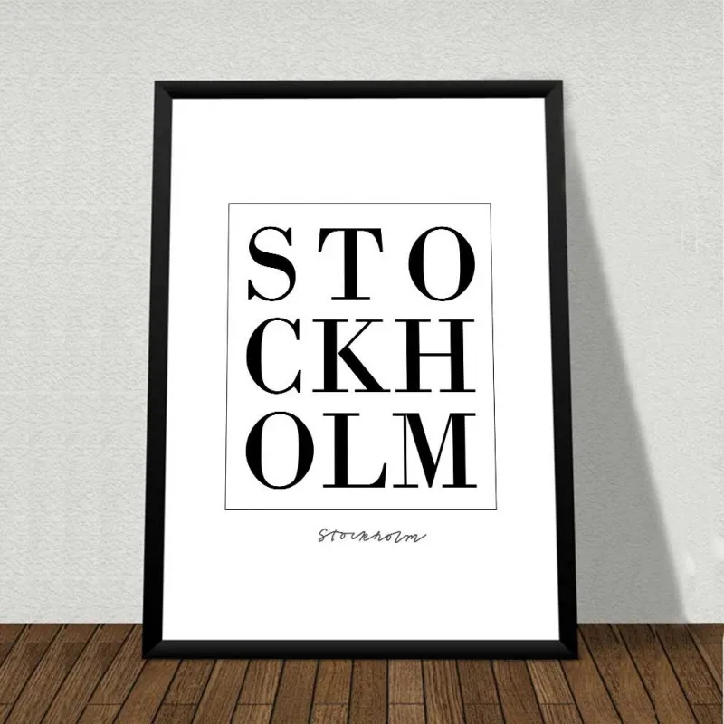 Tranh Canvas Scandinavian lá cây nhiệt đới và ngựa kết hợp chữ