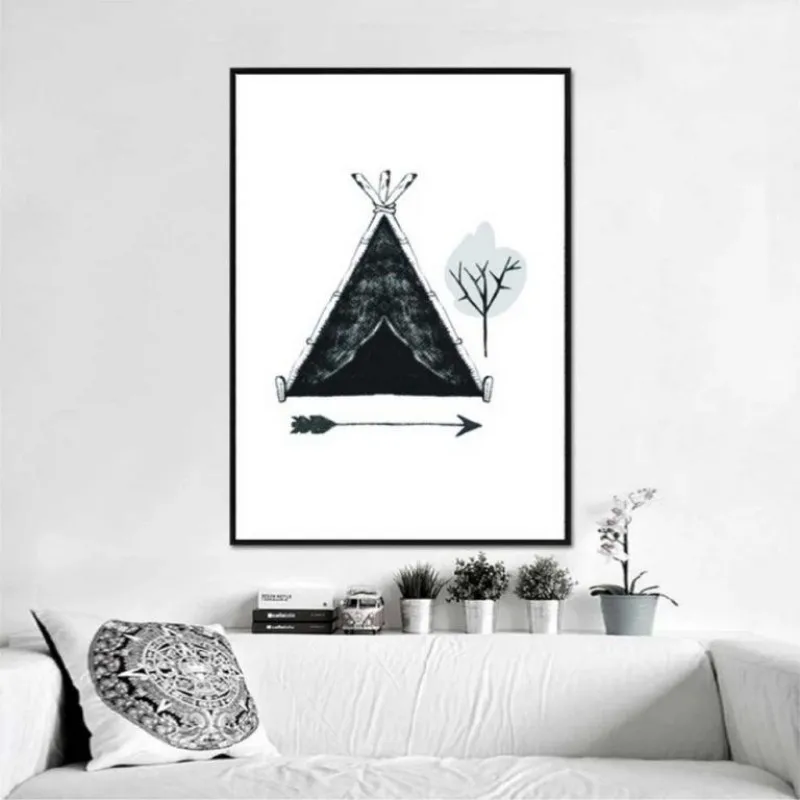 Tranh Scandinavian nai và cái khối hình học trừu tượng