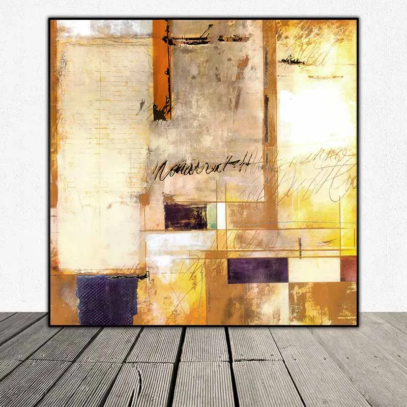 Tranh trừu tượng các mảng chữ nhật màu Vintage