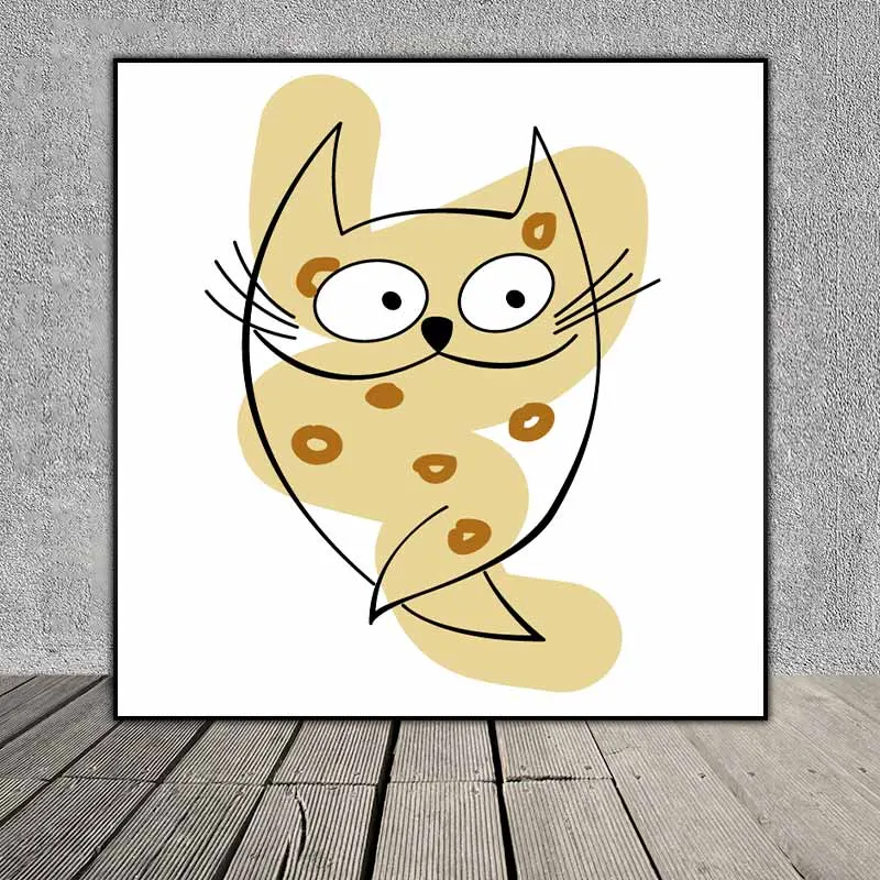 Tranh mèo cách điệu siêu dễ thương treo phòng bé, phòng trẻ em