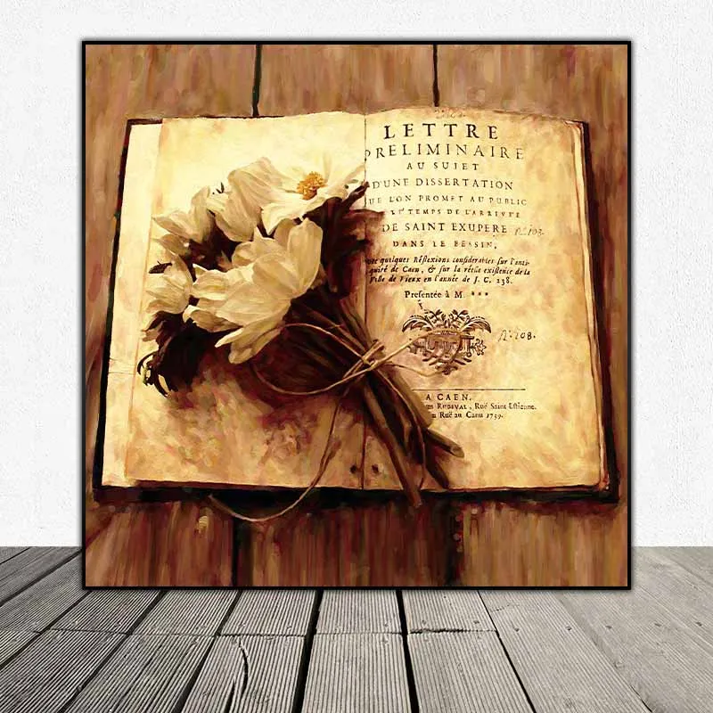 Tranh bó hoa đặt trên quyển sách - Cristin Atria