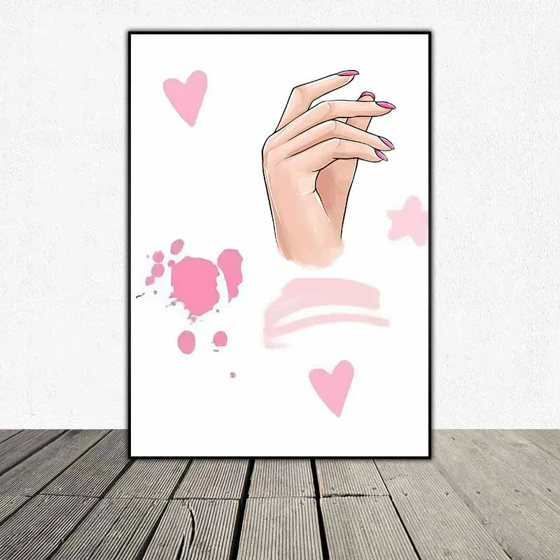 Tranh chủ đề về nail với nhiều màu sắc kết hợp chữ