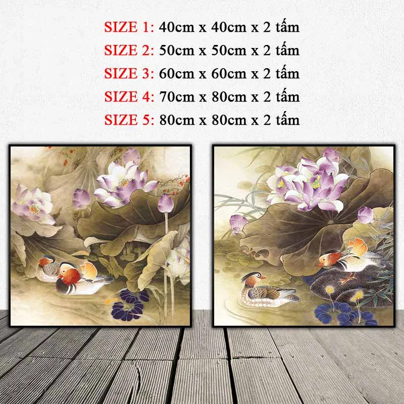 Tranh đôi vịt uyên ương và hoa sen