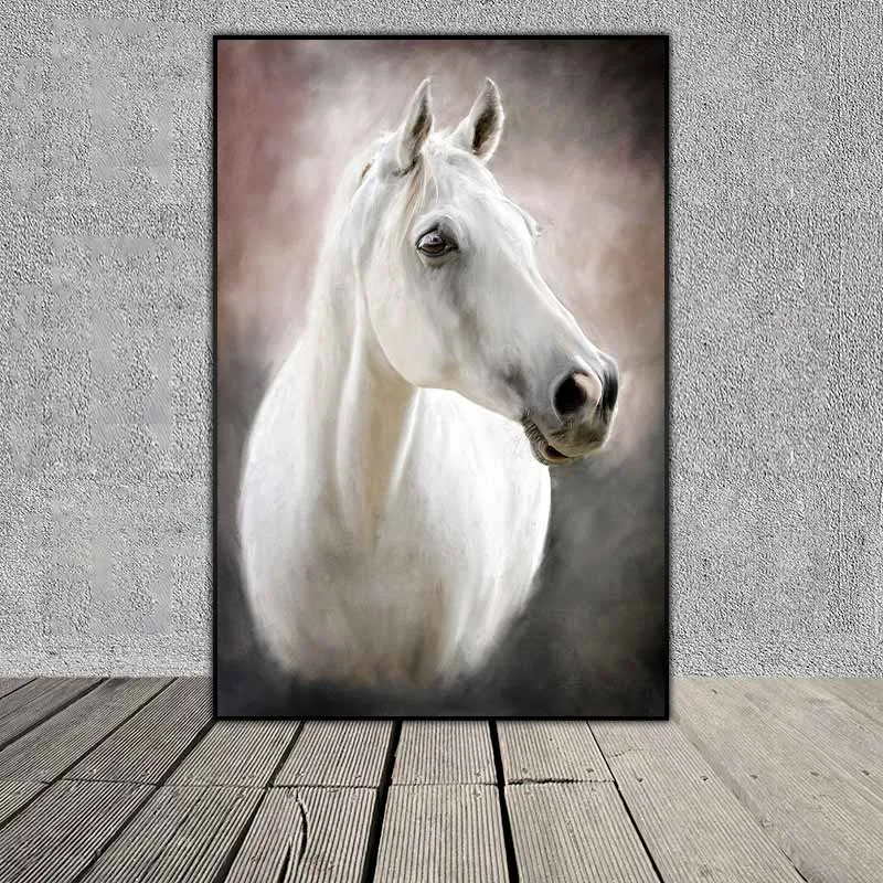 Tranh chân dung ngựa đen trắng theo phong cách Scandinavian