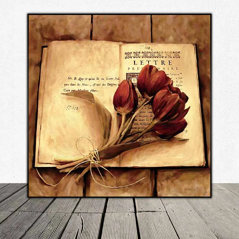 Tranh bó hoa đặt trên quyển sách - Cristin Atria