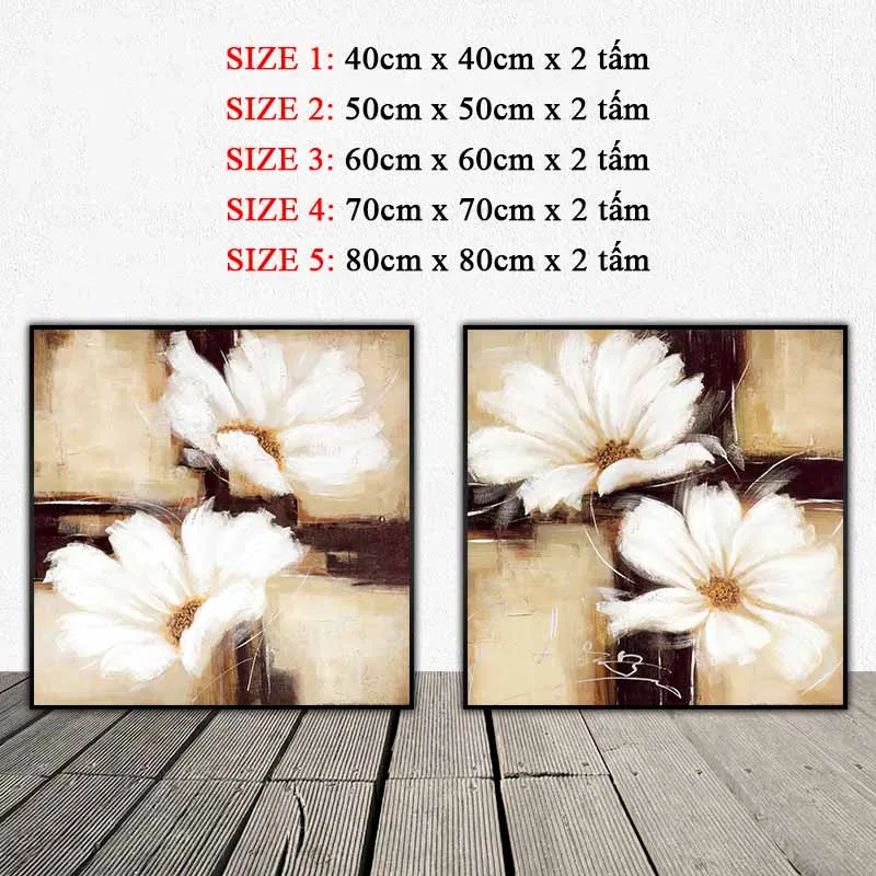 Tranh hoa cúc trắng trừu tượng