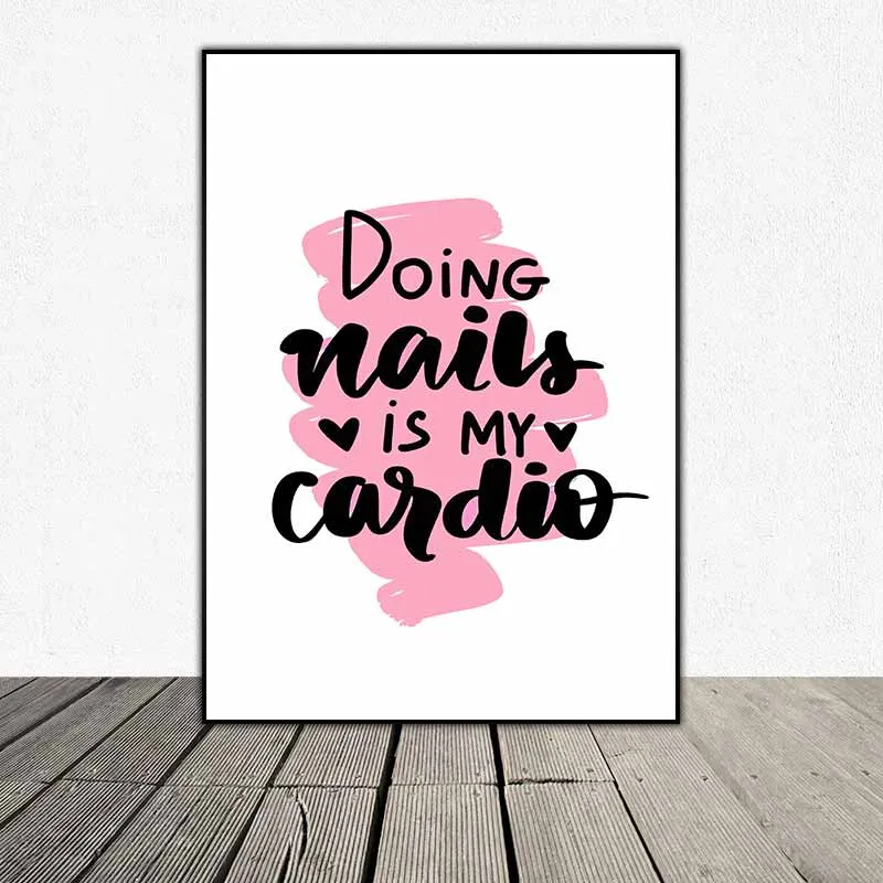 Tranh chủ đề về nail với nhiều màu sắc kết hợp chữ