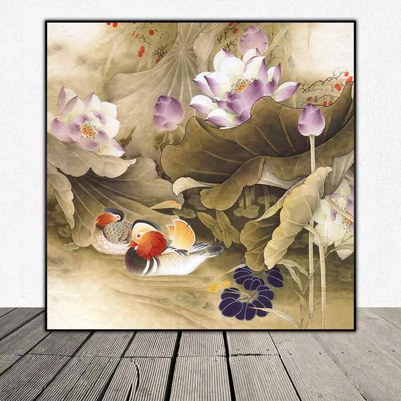Tranh đôi vịt uyên ương và hoa sen