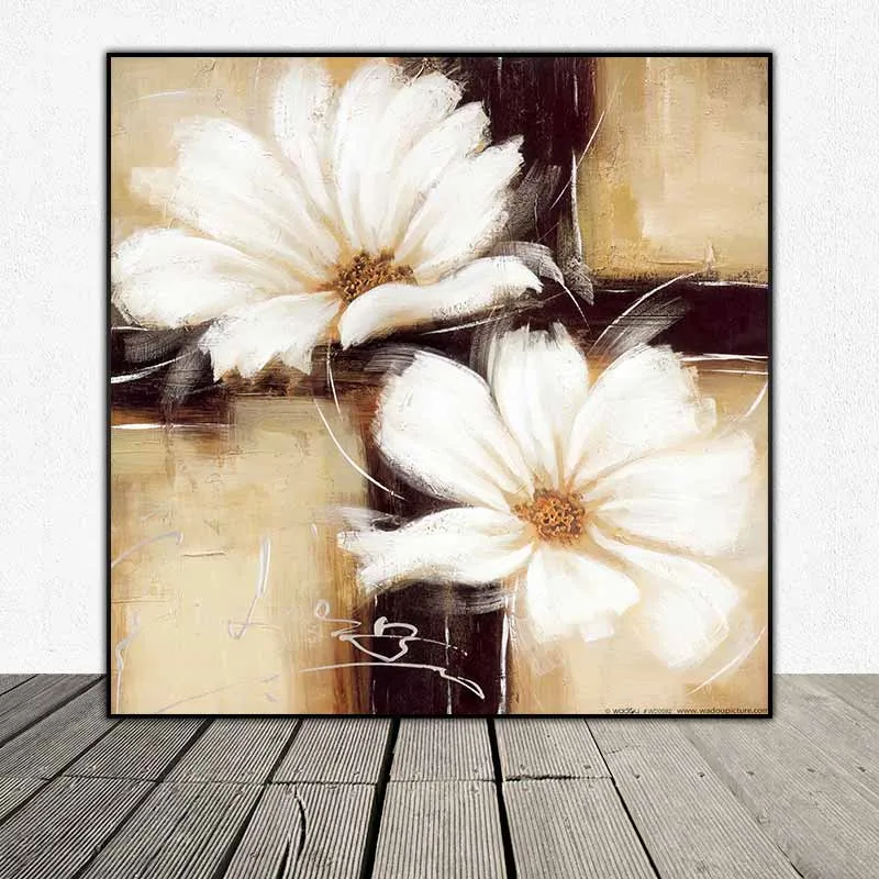 Tranh hoa cúc trắng trừu tượng