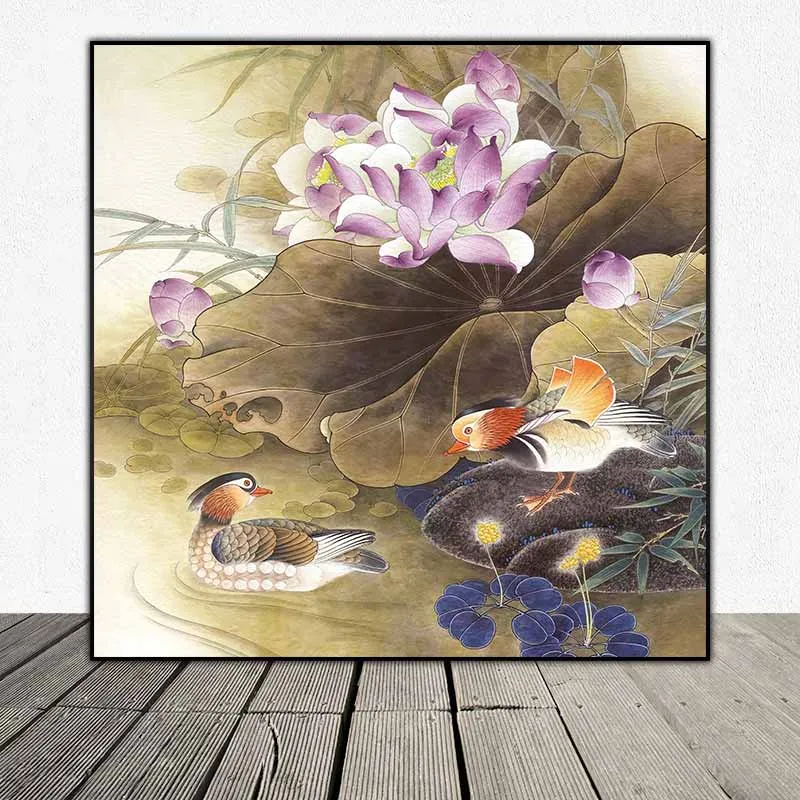 Tranh đôi vịt uyên ương và hoa sen