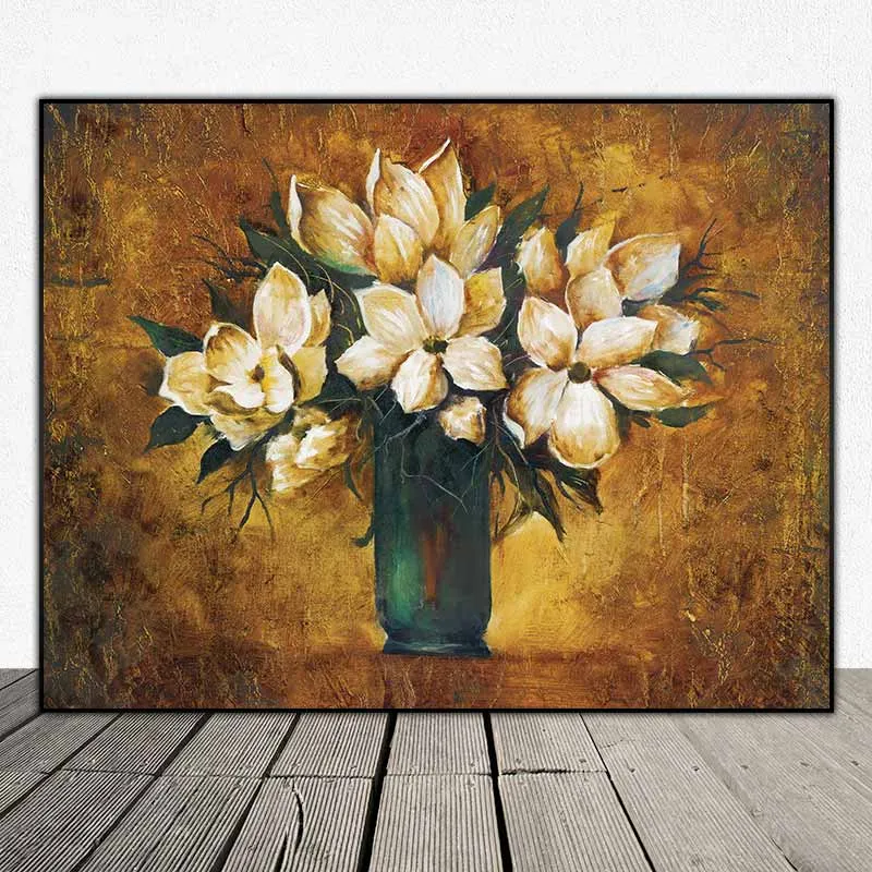 Tranh tĩnh vật bình hoa trà trắng