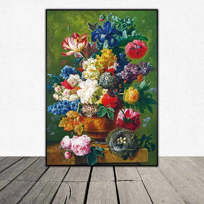 Bản in tranh bình hoa cổ điển của họa sĩ Paulus Theodorus Van Brussel vẽ năm 1792