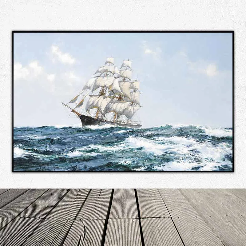 Tranh thuyền buồm - The Racing Sky của họa sĩ Montague Dawson