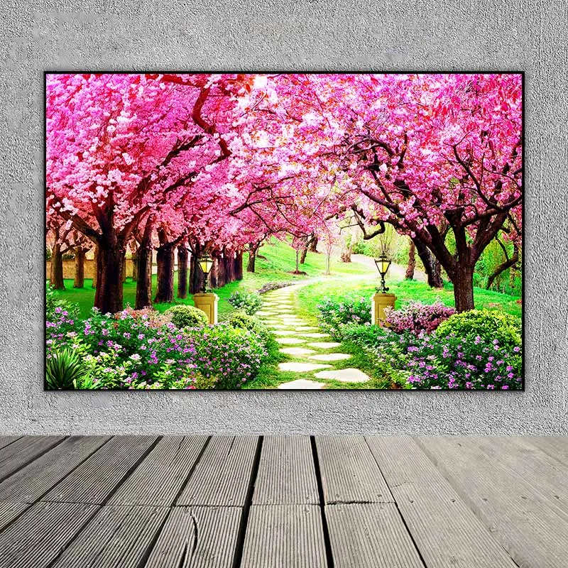 Tranh vườn cây hoa Anh Đào