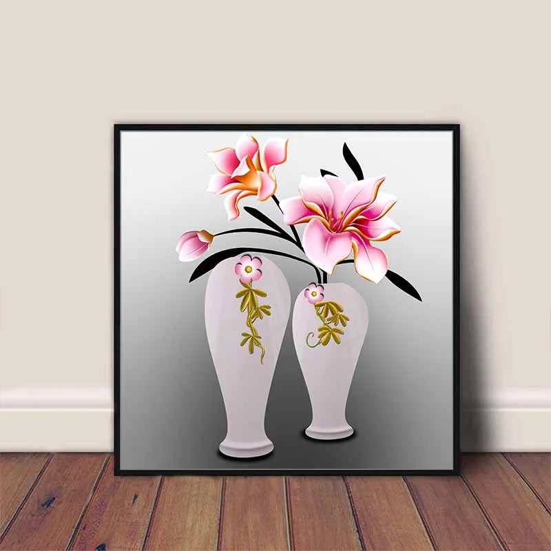 Tranh tĩnh vật bình hoa 3d trang trí