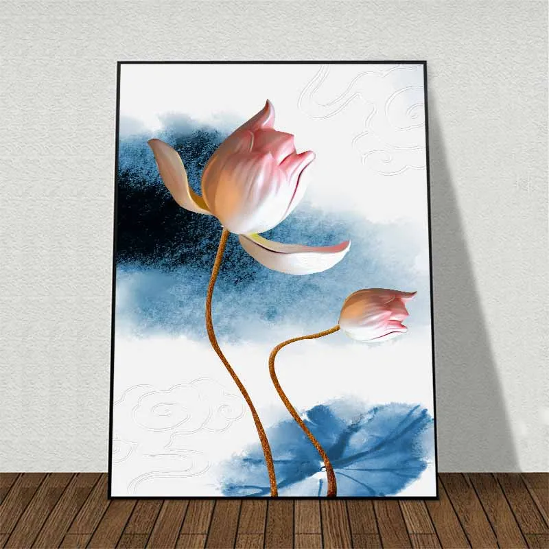 Tranh hoa sen hồng 3D