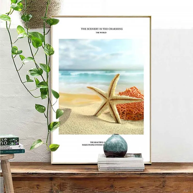 Tranh canvas sao biển trên bãi cát