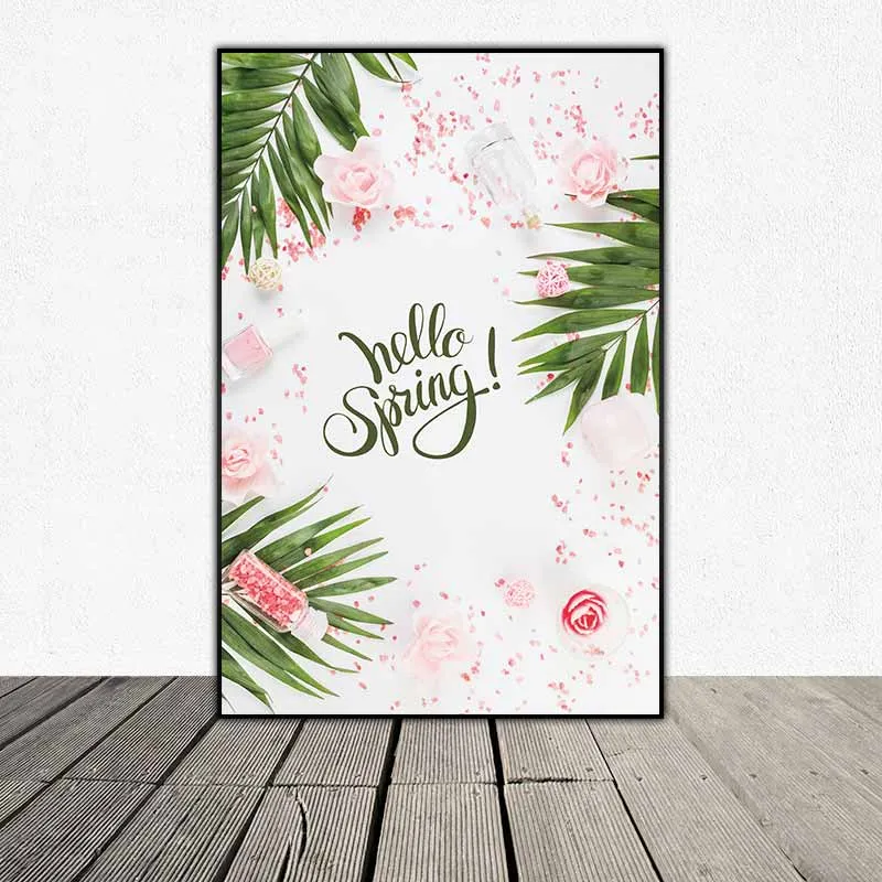 Tranh hoa hồng và lá cây nhiệt đới