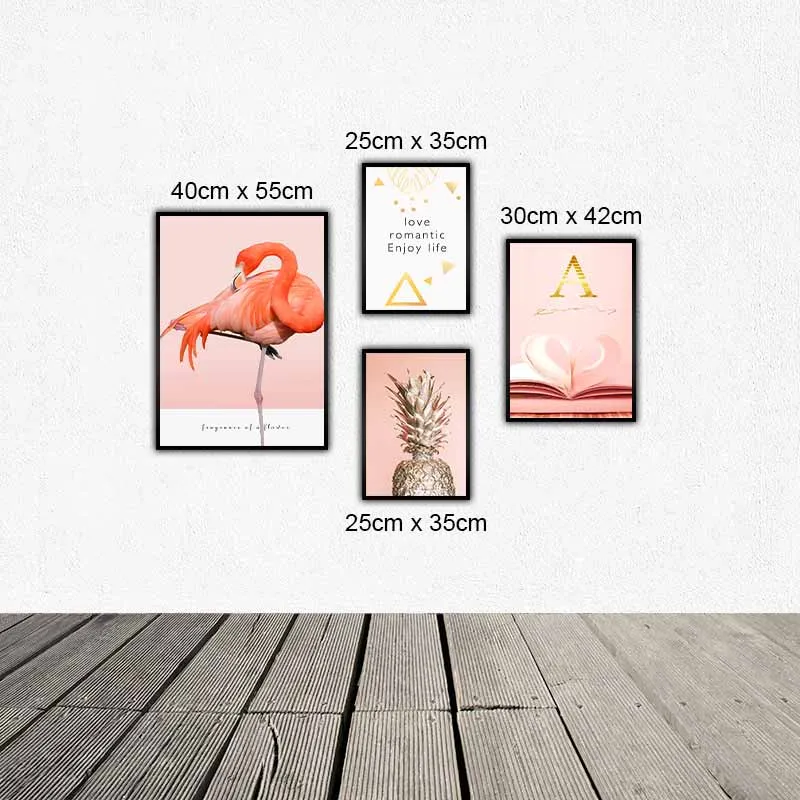 Tranh chim hông hạc quả dứa vàng và bình hoa