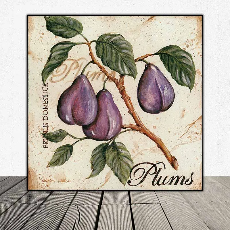 Tranh trái cây quả mận, quả lê quả đào, quả táo