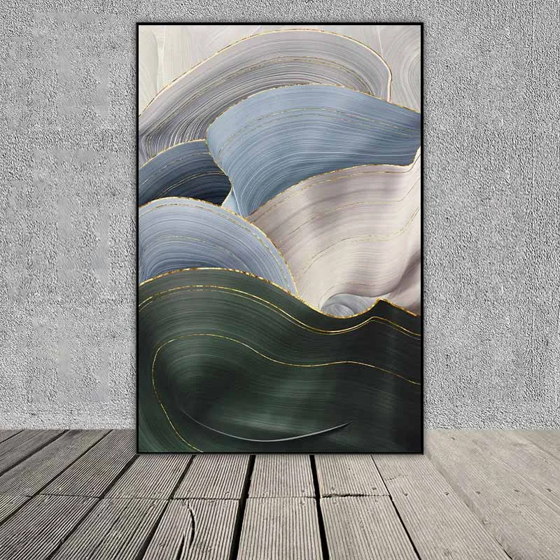 Tranh trừu tượng các vệt xám và xanh rêu
