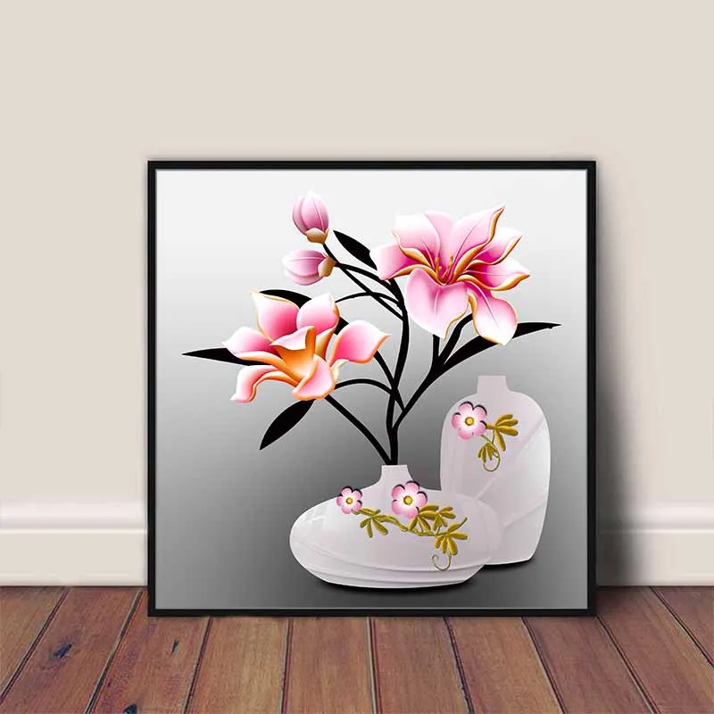 Tranh tĩnh vật bình hoa 3d trang trí