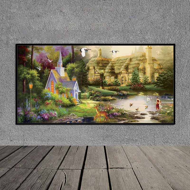 Tranh phong cảnh làng quê theo phong cách sơn dầu